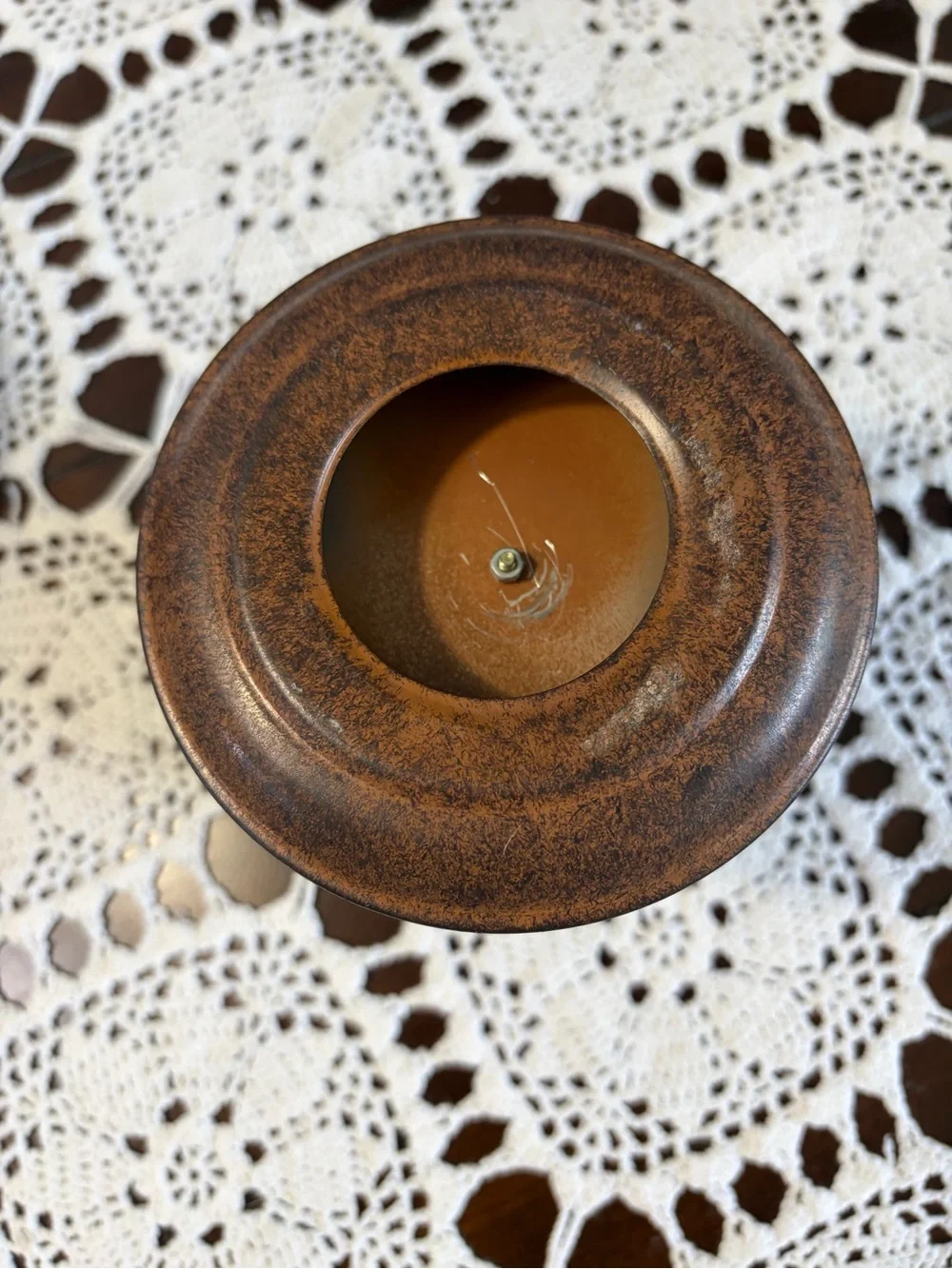 Rust-Tone Heart Cutout Hurricane Style Hinged Glass Table Lantern Candle Holder